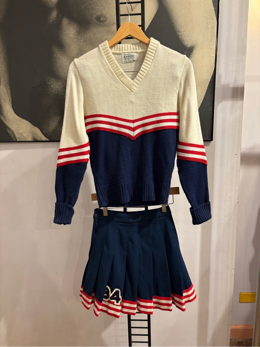 Kandel Mills Vintage Cheerleading Set Pleated Skirt and Sweater 84 - Picture 1 of 6